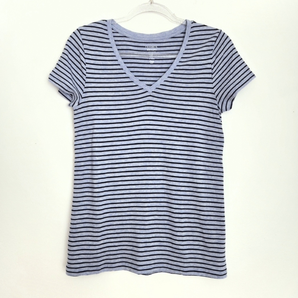 Light Blue & Navy Stripe T-Shirt Size Medium